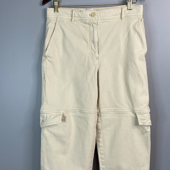 Wilfred Free Aritzia Twill Modern Cargo Pants GD Birch Cream Cotton Size 8 - Picture 3 of 10